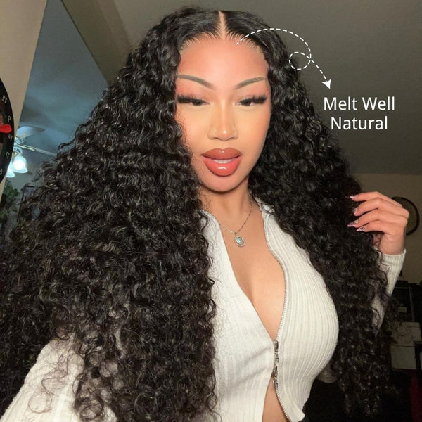 Klaiyi 13x4 Deep Wave Pre-Everything™ Lace Frontal Wig Put On and Go Ear to Ear Lace Front Wigs Flash Sale