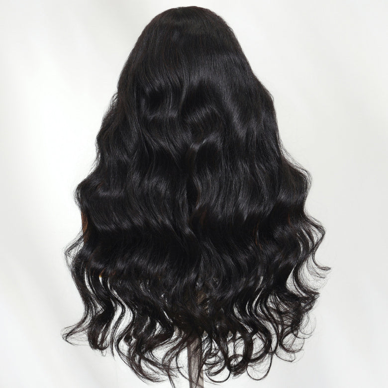 Klaiyi Textured Roots with Wavy Ends InvisiBlend™ V part Wig Human Hair Wig