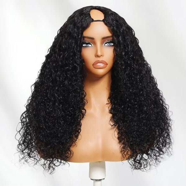 Klaiyi Hair InvisiBlend™ V part Wig 3.0 Bouncy Water Wave Curly Seamless Blending Wig With Drawstring 150% Density Protect Your Natural Hair