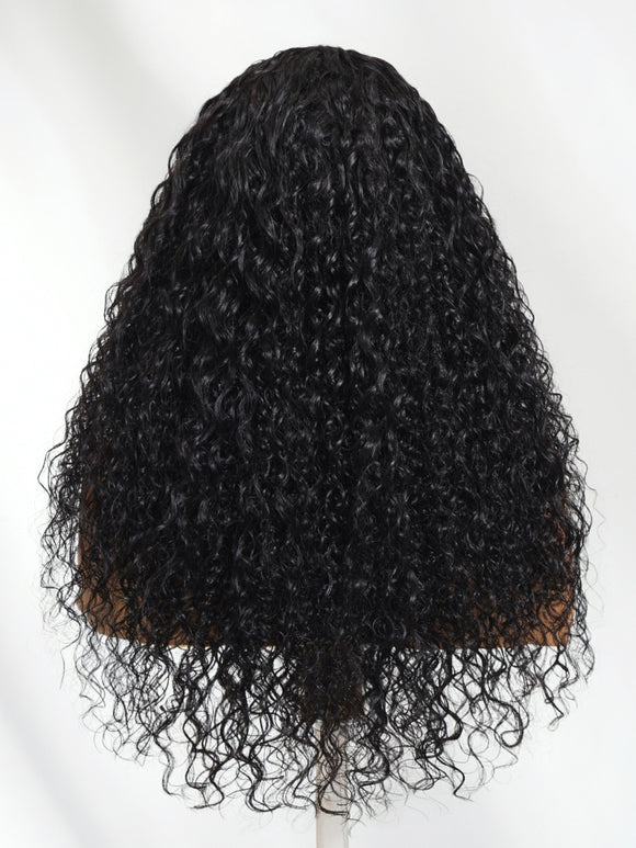 Klaiyi Hair Bouncy Water & Curly Seamless Blending Wig With Drawstring  InvisiBlend™ V part Wig 3.0 150% Density Protect Your Natural Hair Flash Sale