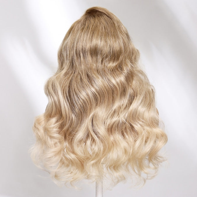 Klaiyi Blonde Balayage 13x4 Pre-Everything Lace Frontal Loose Wave Wig Blonde 613 Human Hair Wigs with Invisible Knots