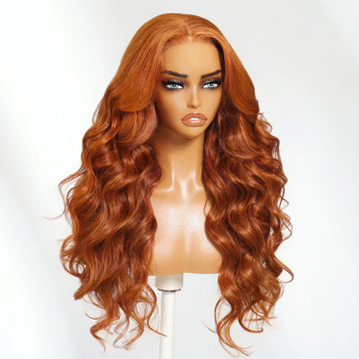 Klaiyi 13×4 Pre-Everything Burnt Orange Ombre Body Wave Glueless Lace Wig With Drawstring