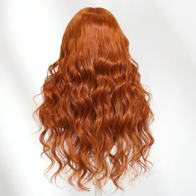 Klaiyi 13×4 Pre-Everything Burnt Orange Ombre Body Wave Glueless Lace Wig With Drawstring