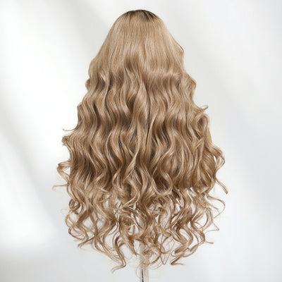 Klaiyi Smoky Beige Blonde With Root Melt 13×4 Pre Everything Body Wave Lace Frontal Wig Put On and Go With Invisi Drawstring