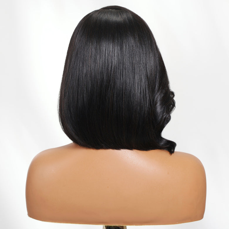 Klaiyi 13×4 Pre Everything Layered Natural Flow Bob Lace Wig  With Invisible Drawstring