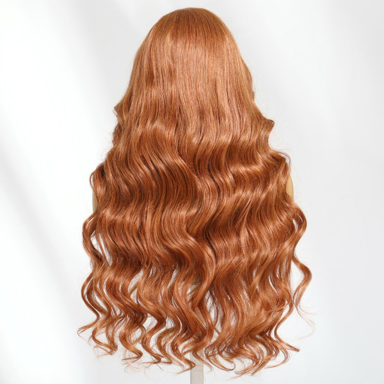 Klaiyi Copper Brown Side Part Body Wave 13×4 Put On And Go Glueless Wig With Invisible Drawstring