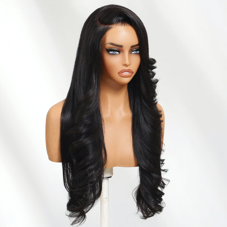 Klaiyi 13x4 Pre Everything Soft Feathered Curls Luxury Layered Wave Face-Framing Lace Frontal Wig with Invisi-Drawstring