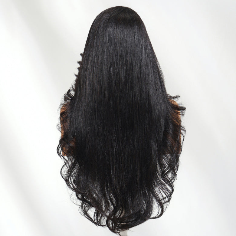 Klaiyi 13x4 Pre Everything Soft Feathered Curls Luxury Layered Wave Face-Framing Lace Frontal Wig with Invisi-Drawstring