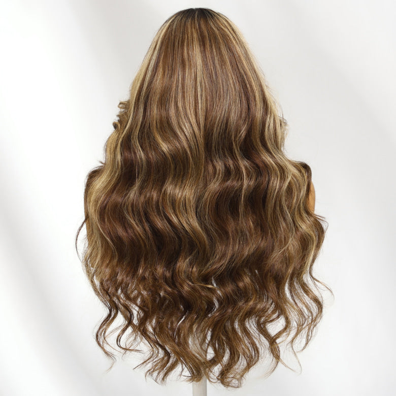 Klaiyi Honey Chestnut Blonde Face Framing Highlights 13×4 Loose Wave Pre Everything Wig Human Hair Wigs