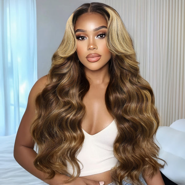 Klaiyi Honey Chestnut Blonde Face Framing Highlights 13×4 Loose Wave Pre Everything Wig Human Hair Wigs
