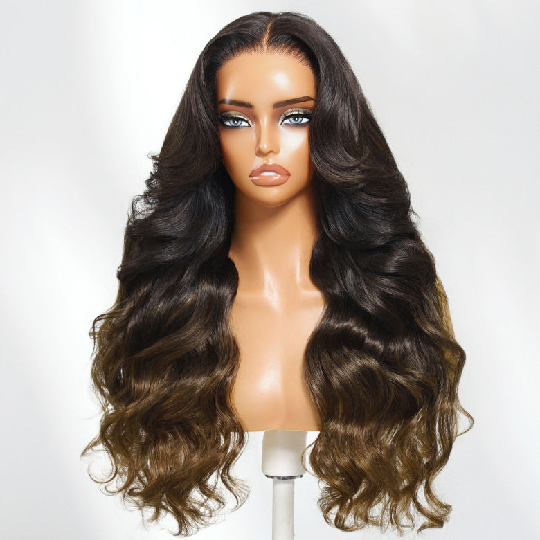 Klaiyi 13x4 Pre-everything Lace Frontal Soft Body Wave Face-Framing Layers Wig with Invisi-Drawstring