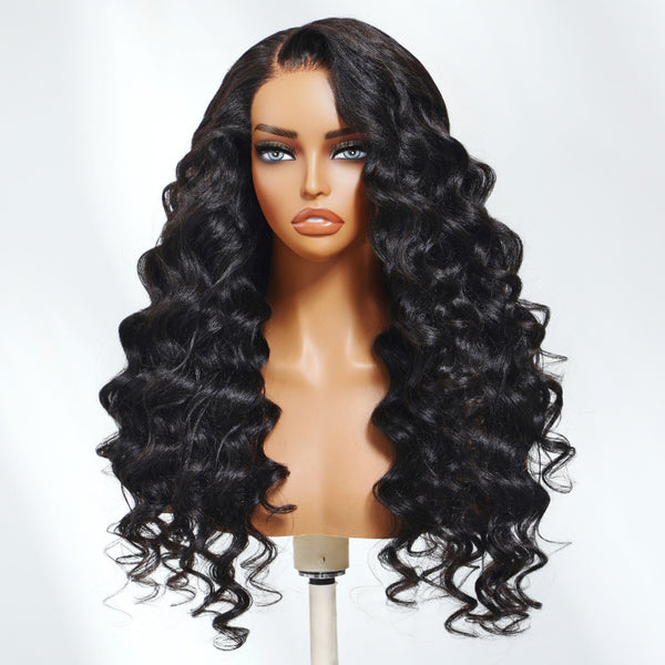 Klaiyi 13×4 Yaki Natural Blowout Curl Pre Everything Lace Frontal Wig with Invisi-Drawstring