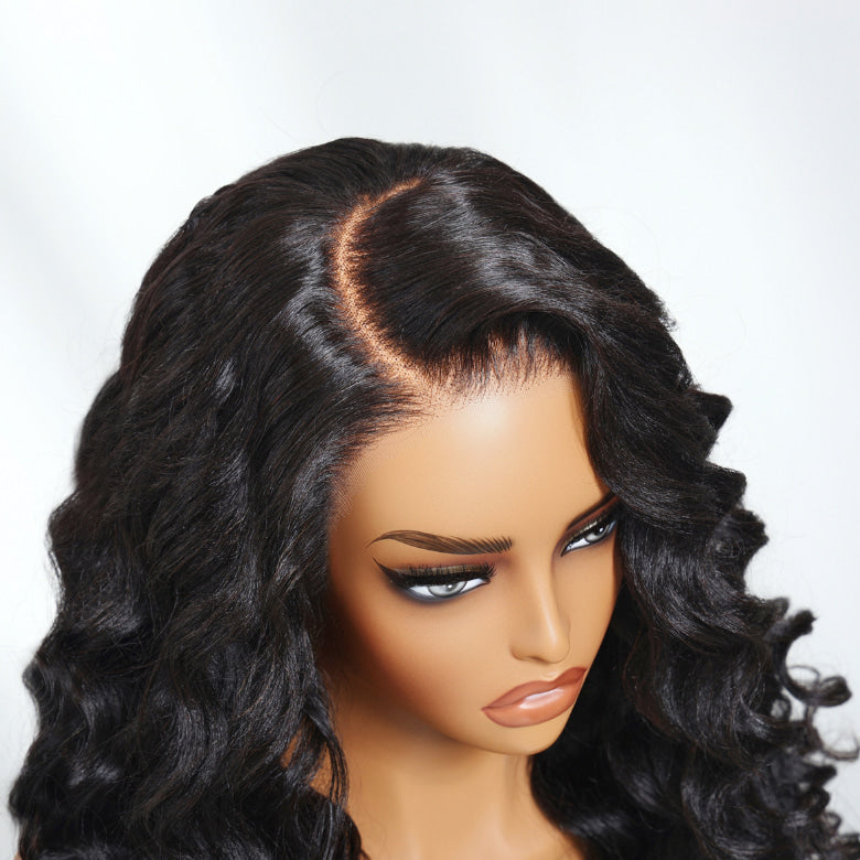 Klaiyi 13×4 Yaki Natural Blowout Curl Pre Everything Lace Frontal Wig with Invisi-Drawstring