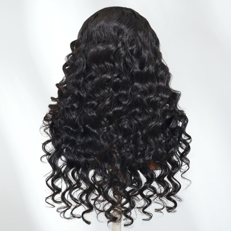 Klaiyi 13×4 Yaki Natural Blowout Curl Pre Everything Lace Frontal Wig with Invisi-Drawstring