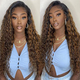 Klaiyi Balayage Color Water Wave U Part Wig Less Leave Out Human Hair Wigs Flash Sale