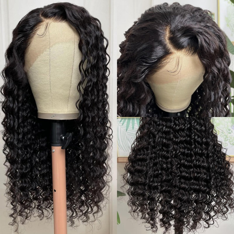 Buy 1 Get 1 Free,Code:BOGO |Klaiyi 180% Density 13x4 Lace Frontal Wig New Deep Wave Wig