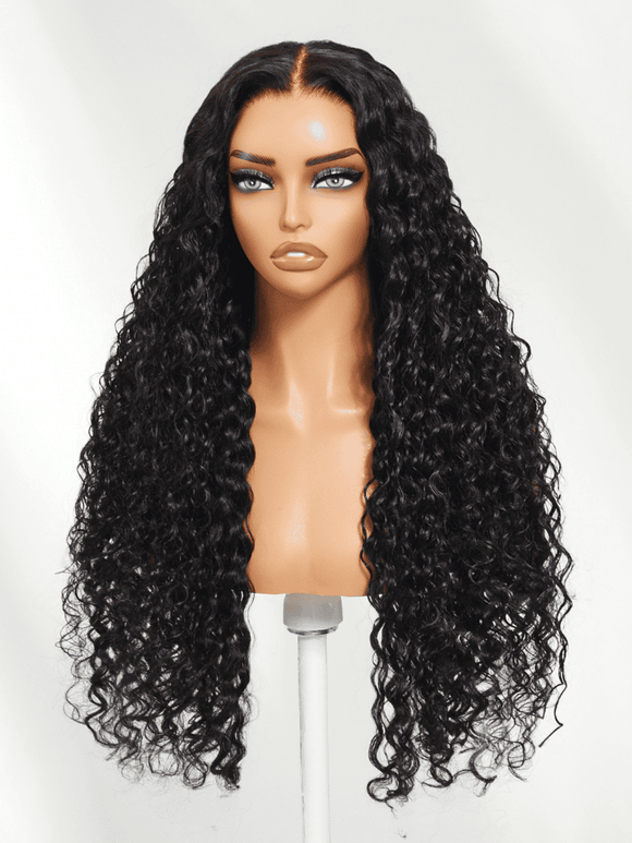 Klaiyi 7×5 Natural Black Defined Deep Wave with Natural Curl Wig Put On And Go with Invisi Drawstring