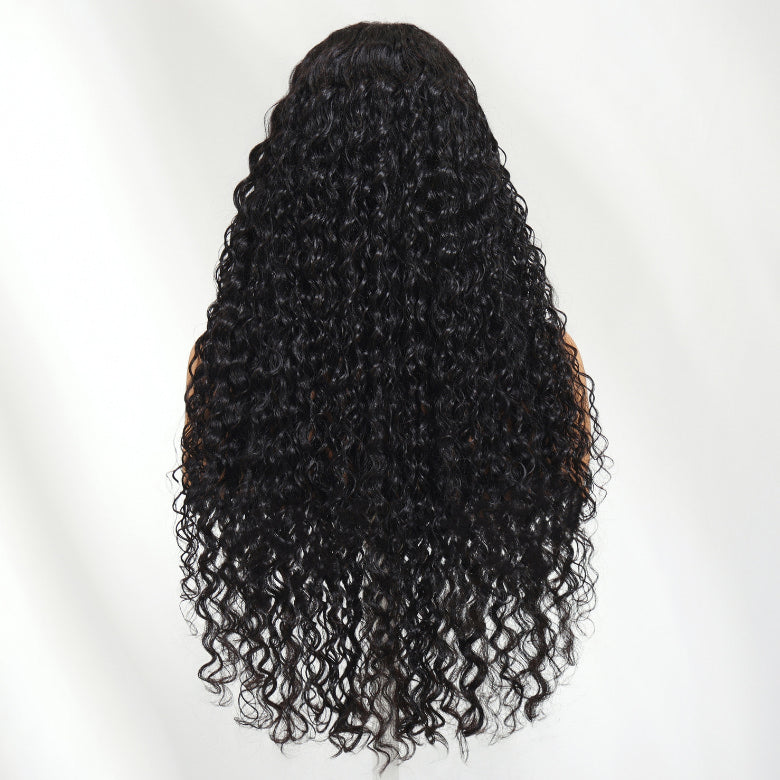 Klaiyi 7×5 Natural Black Defined Deep Wave with Natural Curl Wig Put On And Go with Invisi Drawstring