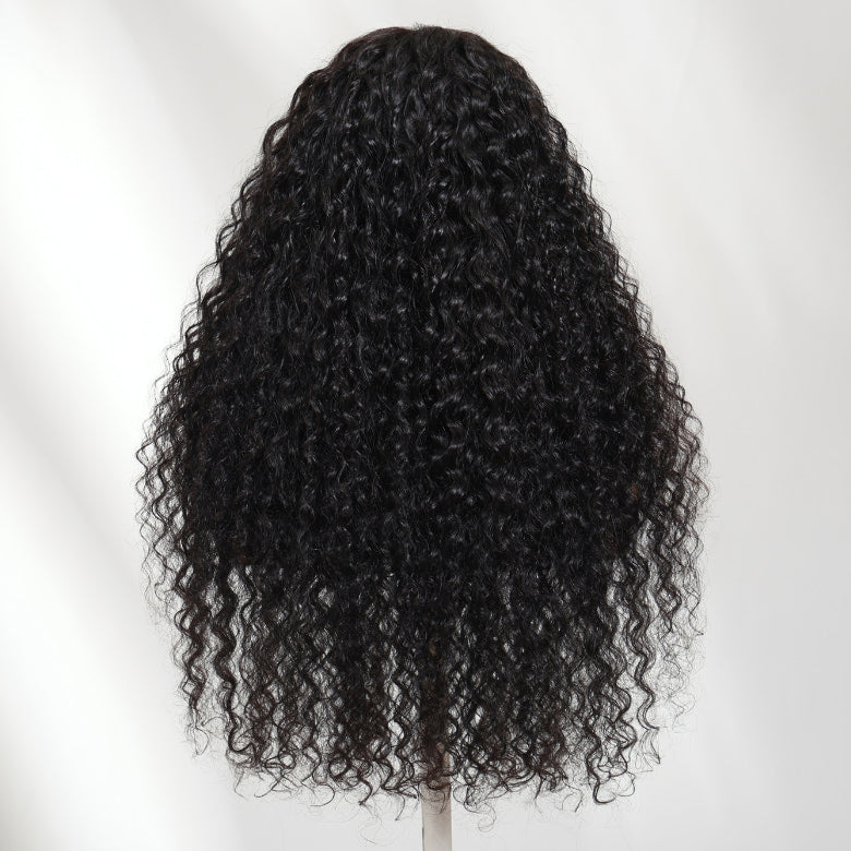 Klaiyi 7×5 Natural Black Defined Deep Wave with Natural Curl Wig Put On And Go with Invisi Drawstring
