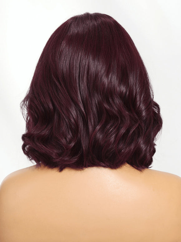 Perruque Klaiyi Black Cherry 7x5 Bye Bye Knots Blow Out Bob sans colle avec frange rideau, volume naturel 
