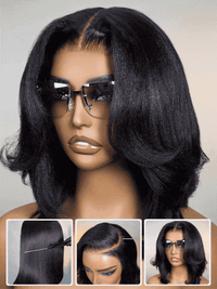 Buy 1 Get 1 Free,Code:BOGO | Klaiyi Yaki Straight Bob 13x4 Pre Everything Put On and Go Glueless Wig Pre-Cut Lace Wig Beginner Friendly