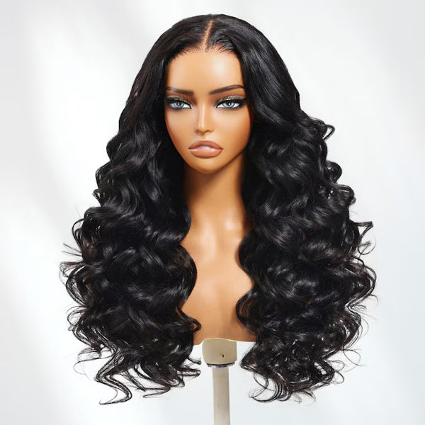 Klaiyi 7x5 Bye Bye Knots Lace Closure Loose Bouncy Curls Human Hair Wig with Invisi-Drawstring