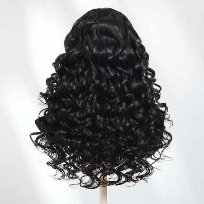 Klaiyi 7x5 Bye Bye Knots Lace Closure Loose Bouncy Curls Human Hair Wig with Invisi-Drawstring