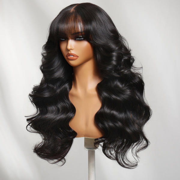 Klaiyi 7x5 Bye Bye Knots Yaki Texture Face-Framing Feathered Layers Glueless Lace Wig with Curtain Bangs Human Hair