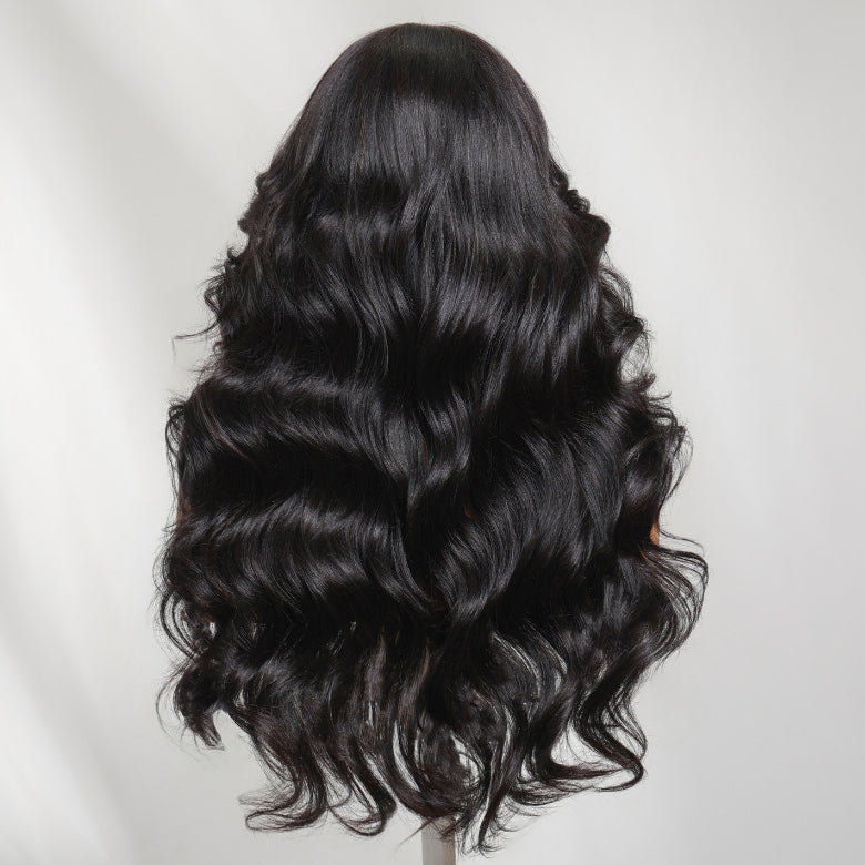 Klaiyi 7x5 Bye Bye Knots Yaki Texture Face-Framing Feathered Layers Glueless Lace Wig with Curtain Bangs Human Hair