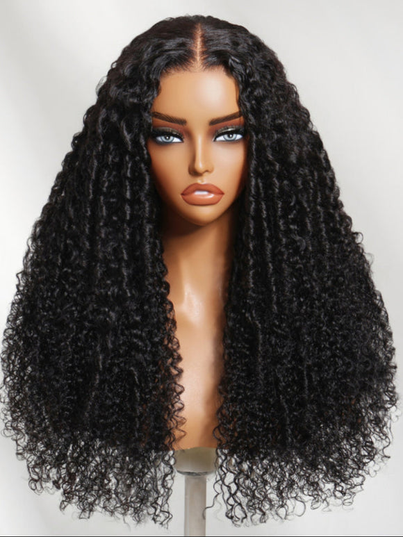 Klaiyi 7x5 Tight Curls 3C–4A Texture Coily Ringlets Natural Volume Bye Bye Knots Human Hair Wig with Invisi Drawstring