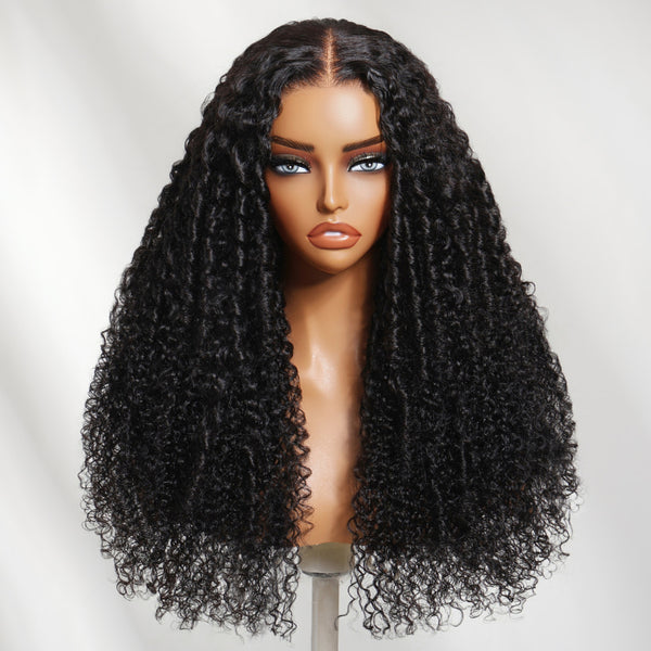 Klaiyi 7x5 Tight Curls 3C–4A Texture Coily Ringlets Natural Volume Bye Bye Knots Human Hair Wig with Invisi Drawstring