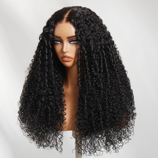 Klaiyi 7x5 Tight Curls 3C–4A Texture Coily Ringlets Natural Volume Bye Bye Knots Human Hair Wig with Invisi Drawstring