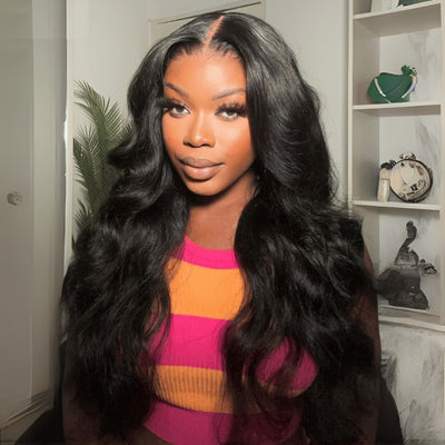 Klaiyi 7×5 Bye-Bye Slip Lace Wig Put On And Go Feathered Layer Left Side Part 200% Density with Invisible Drawstring