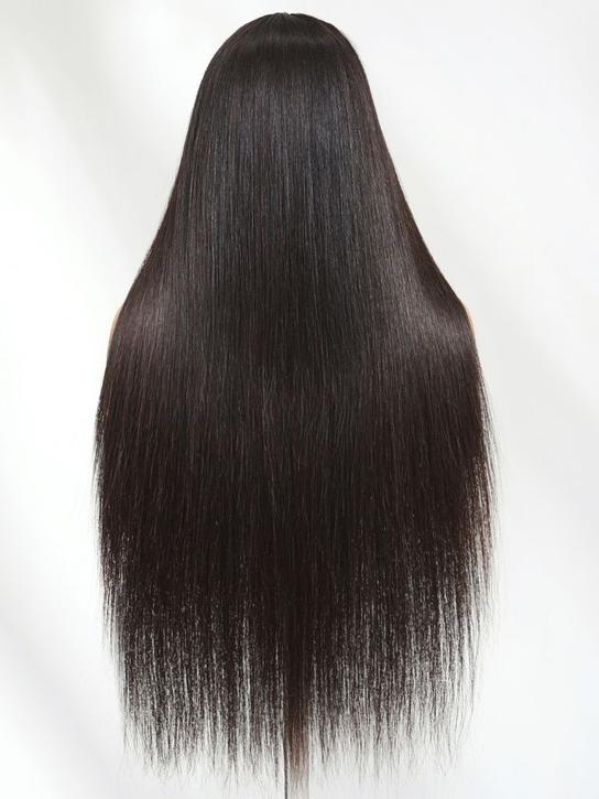 Perruque Klaiyi 13x4 HD Real Scalp, lace frontale invisible, noire naturelle, crépue et lisse, avec cordon de serrage invisible 