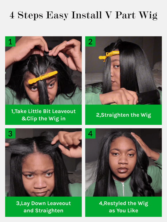 Klaiyi Hair InvisiBlend™ V part Wig Curly Hair with Finger Coil Ends Human Hair Wig