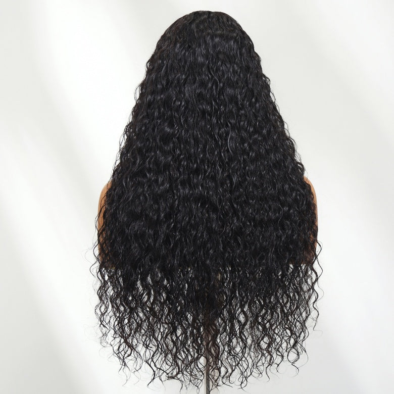 Klaiyi 7x5 Bye Bye Knots Lace Closure Mixed Curls Deep Wave and Jerry Curly Fluffy Wig Defined Curls Glueless Wig with Invisi-Drawstring
