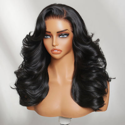 Klaiyi 13x4 Pre Everything 180% Density Lace Frontal Feathered Hairstyles Wig With Layered Haircuts