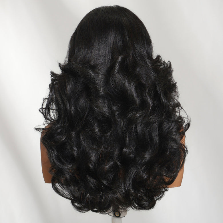 Klaiyi 13x4 Pre Everything 180% Density Lace Frontal Feathered Hairstyles Wig With Layered Haircuts