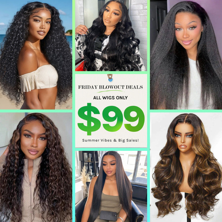 All Wigs $99 | Klaiyi Friday Special Offer 16inch-20inch Glueless Lace Wigs Only $99 Flash Sale