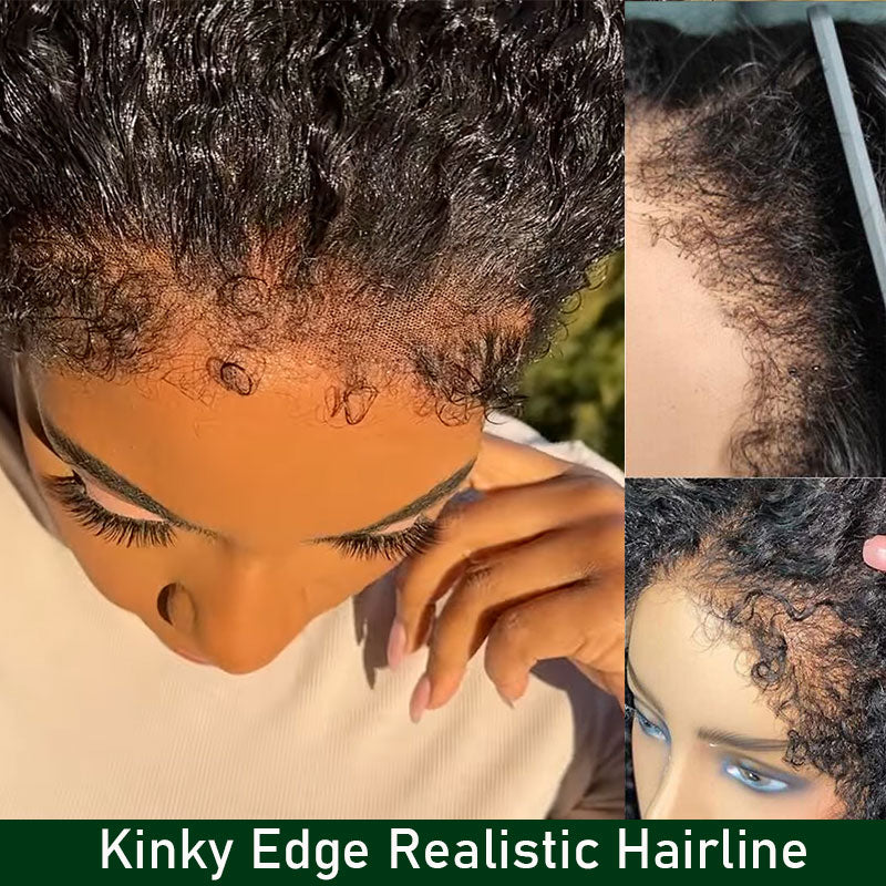 Extra 60% OFF |  Klaiyi 4C Kinky Curly 7x5 Put On And Go Bye Bye Knots Wig
