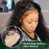 Klaiyi 13x4 Lace Front Wig 180% Density Jerry Curly  Wig With Baby Hair Kinky Edge Wig Flash Sale