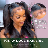 Extra 60% OFF |Kinky Straight Lace Front Wig with 4C Kinky Edge Wig