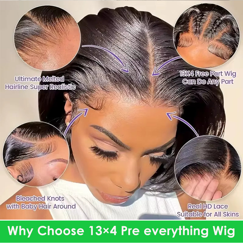 Klaiyi Put On and Go Glueless Bob Wig 13x4 Pre Everything/ 7×5 Bye Bye Knots Pre-Cut Lace Wig Beginner Friendly Flash Sale