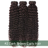 Klaiyi Clearance #2 Dark Brown Hair Bundles Body Wave/Straight Hair/Jerry Curly 2/3 Bundle Deals Flash Sale