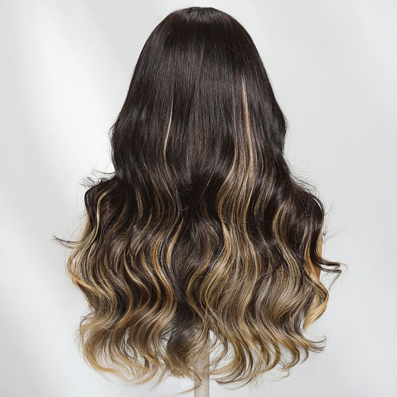 Klaiyi Honey Caramel Highlights Body Wave 7x5 Bye Bye Knots Put on and go Glueless Wigs 100% Human Hair