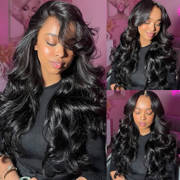 Klaiyi Body Wave No Glue Wigs 13x4 Invisible Transparent Lace Front Human Hair Wigs Pre-everything Wig