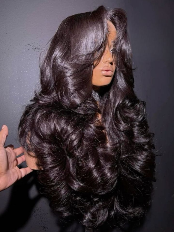 Klaiyi Body Wave No Glue Wigs 13x4 Invisible Transparent Lace Front Human Hair Wigs Pre-everything Wig