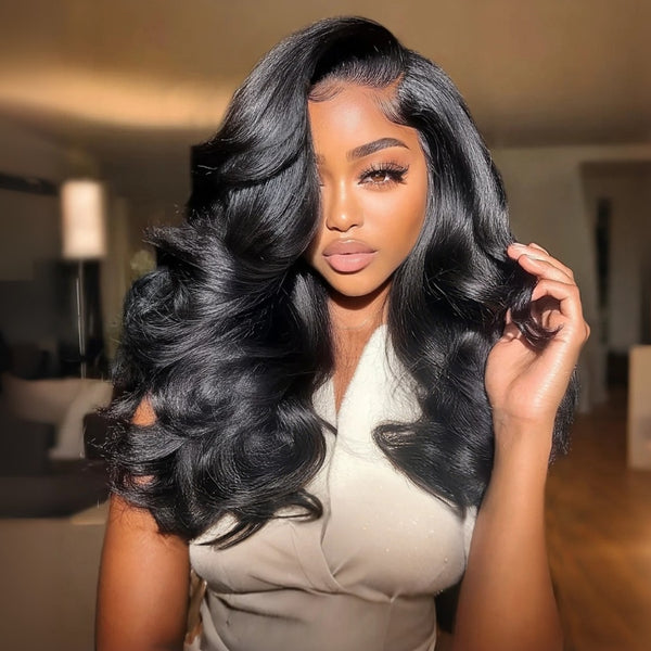 Klaiyi Body Wave No Glue Wigs 13x4 Invisible Transparent Lace Front Human Hair Wigs Pre-everything Wig