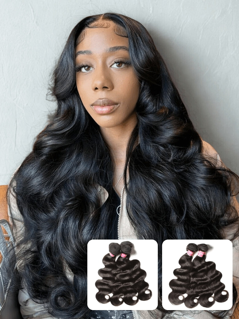 KLAIYI Hair 4 Bundles Body Wave 100% Virgin Human Hair Bundles Deal