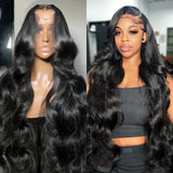 Klaiyi Upgrade 13x4 Full Frontal Lace Wig Body Wave Human Hair More Space to Do Styles
